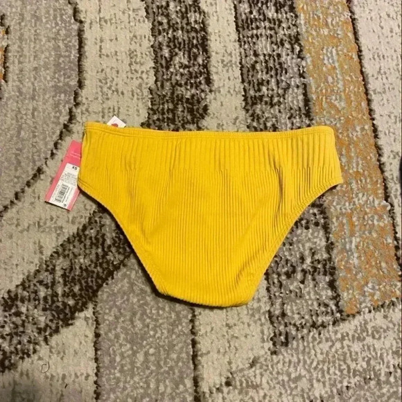 Xhilaration Yellow Ribbed Cheeky Bikini Bottom - Picture 3 of 3